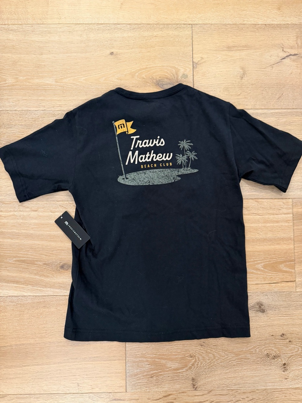 Boys Travis Mathew Black Short-Sleeve Beach Club Graphic Tee Size YL